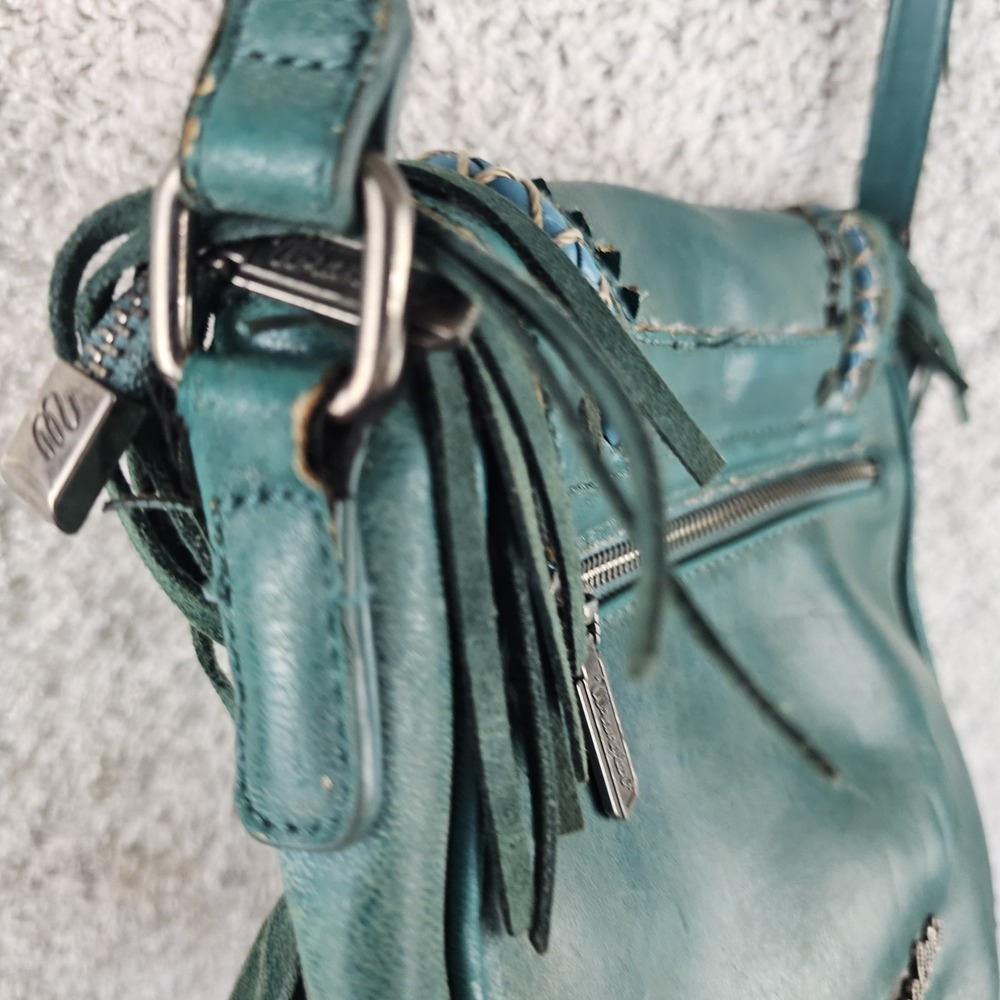 Wrangler Turquoise Fringe Crossbody Messenger Bag Floral Southwest Whipstitch - Picture 13 of 15